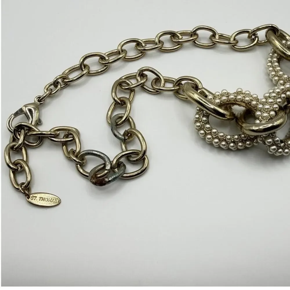 Gold & Faux Pearl Necklace Set – 2 Pc Statement Chains